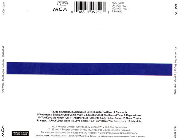 Kim Wilde : The Singles Collection 1981-1993. (CD, Comp)