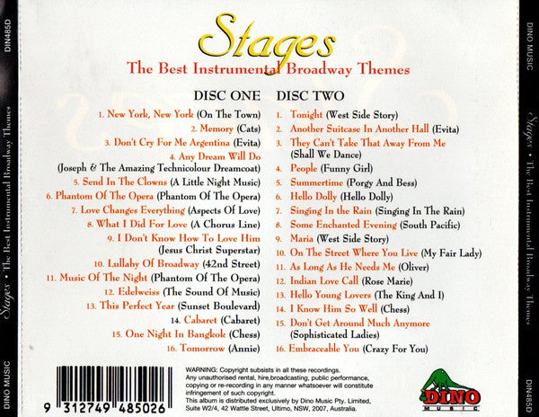 Unknown Artist : Stages - The Best Instrumental Broadway Themes (2xCD, Comp)