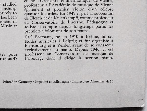 Ludwig Van Beethoven, Carl Seemann ‧ Wolfgang Schneiderhan : Violinsonaten A-dur Op. 47 Nr. 9 ‧ F-dur Op. 24 Nr. 5 (Kreutzersonate ‧ Frühlingssonate) (LP, RP)