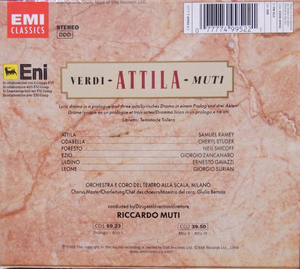 Giuseppe Verdi - Samuel Ramey · Cheryl Studer · Neil Shicoff · Giorgio Zancanaro · Orchestra Del Teatro Alla Scala E Coro Del Teatro Alla Scala · Riccardo Muti : Attila (2xCD, Album, RE)