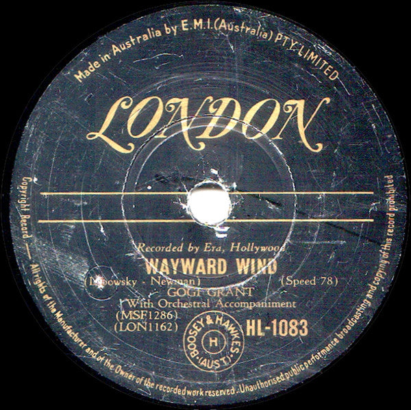 Gogi Grant : The Wayward Wind / No More Than Forever (Shellac, 10")