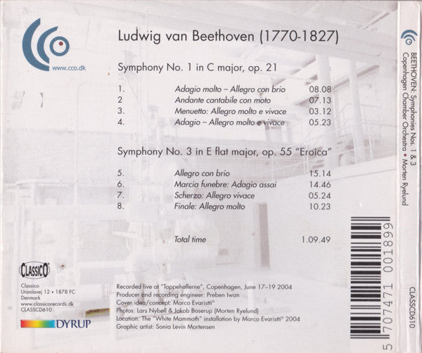 Ludwig van Beethoven, Copenhagen Chamber Orchestra*, Morten Ryelund* : Symphonies Nos. 1 & 3 (CD, Album)