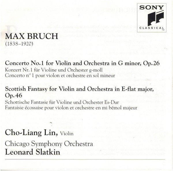 Bruch*, Cho-Liang Lin, Chicago Symphony Orchestra, Leonard Slatkin : Violin Concerto No. 1 / Scottish Fantasy (CD, Album, RE)