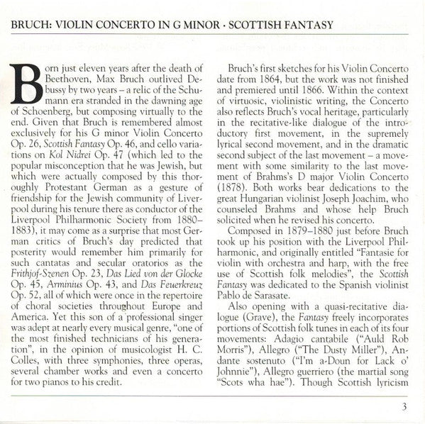 Bruch*, Cho-Liang Lin, Chicago Symphony Orchestra, Leonard Slatkin : Violin Concerto No. 1 / Scottish Fantasy (CD, Album, RE)