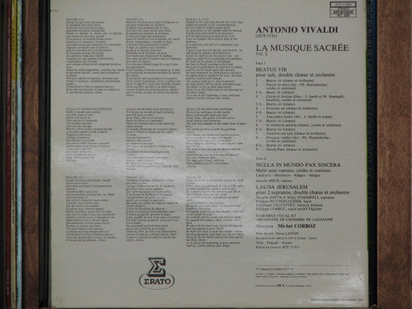 Antonio Vivaldi, Ensemble Vocal De Lausanne & Orchestre De Chambre De Lausanne, Michel Corboz : Vivaldi La Musique Sacrée / Vol. 2 - Beatus Vir (LP, Album)