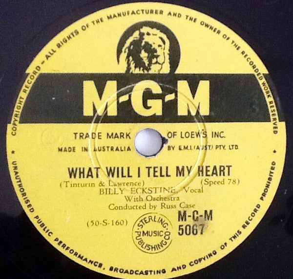 Billy Eckstine : I Apologise / What Will I Tell My Heart (Shellac, 10")