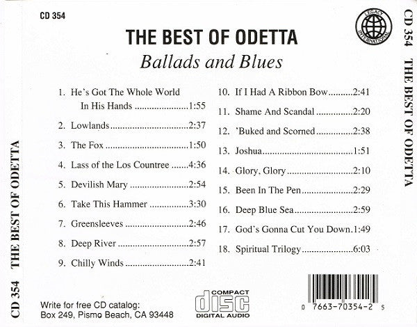 Odetta : The Best Of Odetta: Ballads And Blues (CD, Comp)