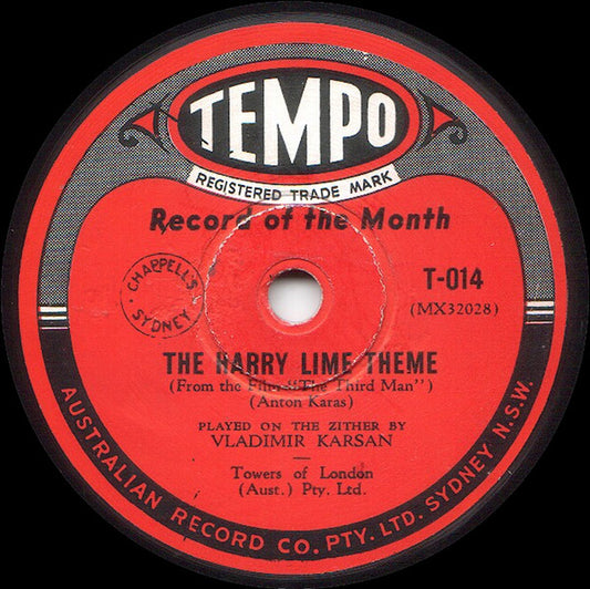 Vladimir Karsan : The Harry Lime Theme / The Cafe Mozart Waltz (Shellac, 10")