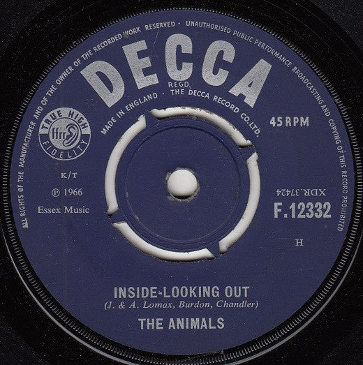 The Animals : Inside-Looking Out (7", Single, H u)