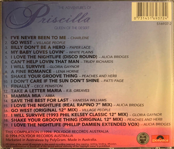Various : The Adventures Of Priscilla Queen Of The Desert (Songs From The Motion Picture) (CD, Comp, RE, SMA)