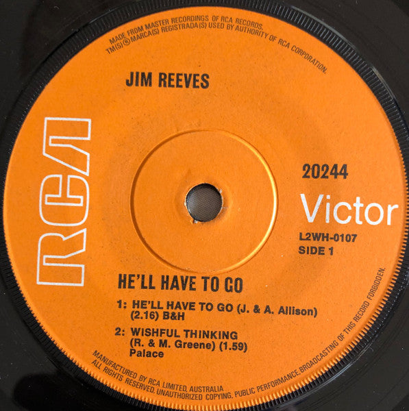 Jim Reeves : He'll Have To Go (7", EP, RE)