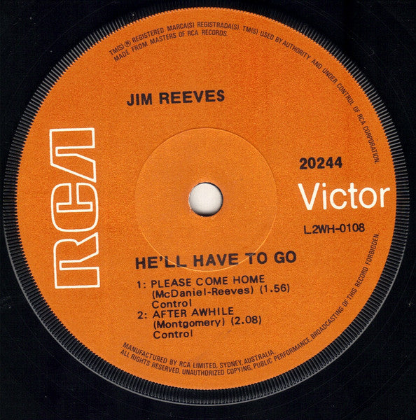Jim Reeves : He'll Have To Go (7", EP, RE)