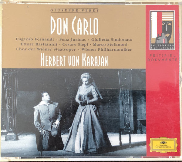 Giuseppe Verdi ' Eugenio Fernandi ' Sena Jurinac ' Giulietta Simionato ' Ettore Bastianini ' Cesare Siepi ' Marco Stefanoni ' Chor Der Wiener Staatsoper*, Wiener Philharmoniker, Herbert Von Karajan : Don Carlo (2xCD, Album, Mono)
