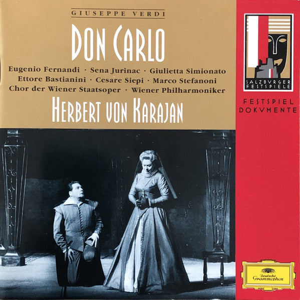 Giuseppe Verdi ' Eugenio Fernandi ' Sena Jurinac ' Giulietta Simionato ' Ettore Bastianini ' Cesare Siepi ' Marco Stefanoni ' Chor Der Wiener Staatsoper*, Wiener Philharmoniker, Herbert Von Karajan : Don Carlo (2xCD, Album, Mono)