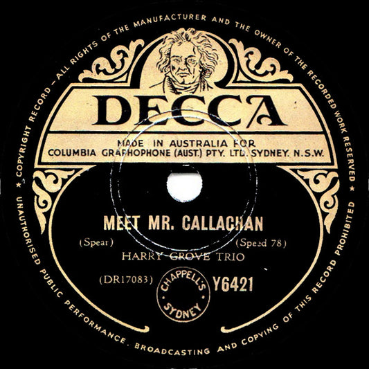 The Harry Grove Trio : Meet Mr. Callaghan / Intermezzo (Shellac, 10")