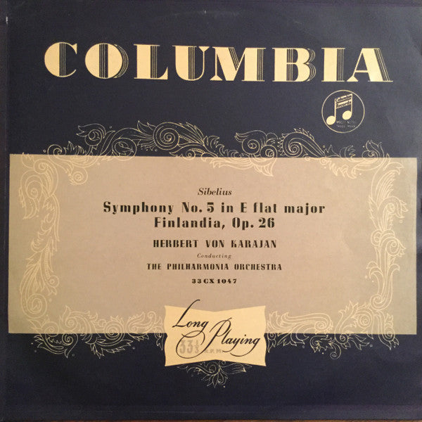 Sibelius* - Herbert von Karajan / Philharmonia Orchestra : Symphony No. 5 In E Flat Major /  Finlandia (LP, Mono)