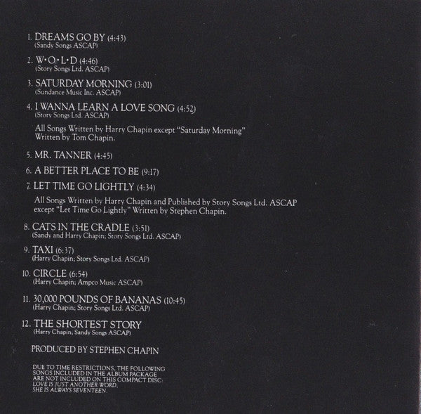 Harry Chapin : Greatest - Stories - Live (CD, Album, RE)