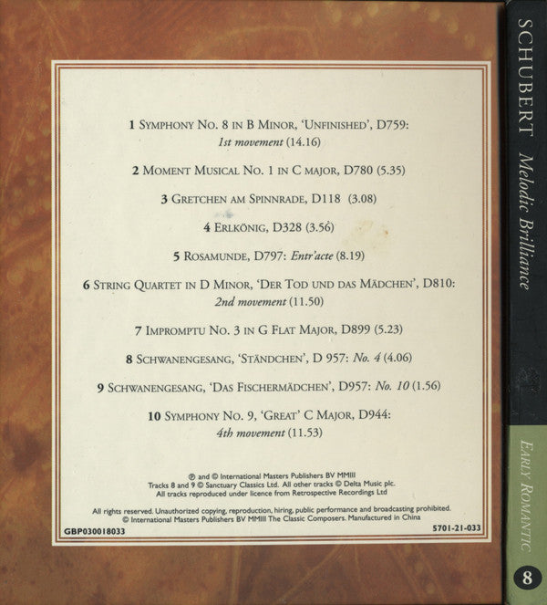 Franz Schubert : Melodic Brilliance (CD, Comp)
