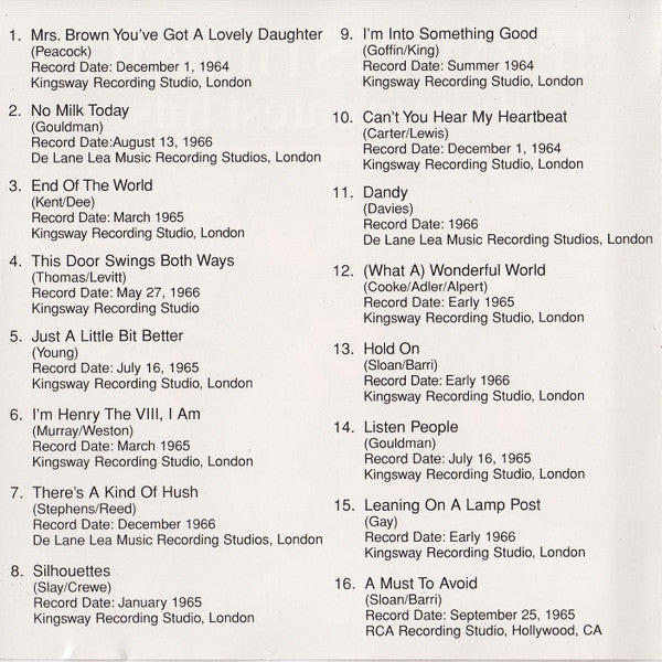 Herman's Hermits : Their Greatest Hits (CD, Comp, RE)