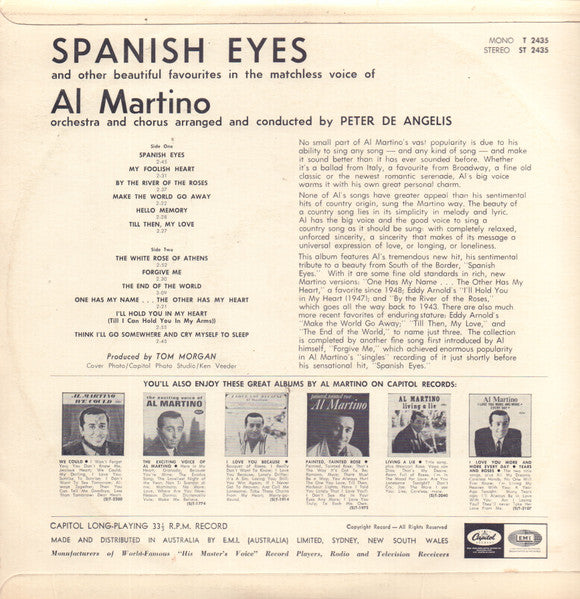 Al Martino : Spanish Eyes (LP, Album, Mono, Hig)