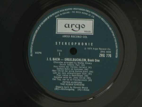Peter Hurford, J. S. Bach*, The Alban Singers : Orgelbüchlein (3xLP, Album)