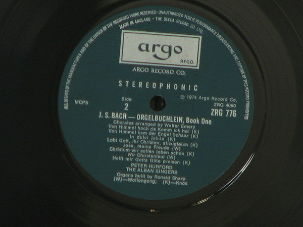 Peter Hurford, J. S. Bach*, The Alban Singers : Orgelbüchlein (3xLP, Album)
