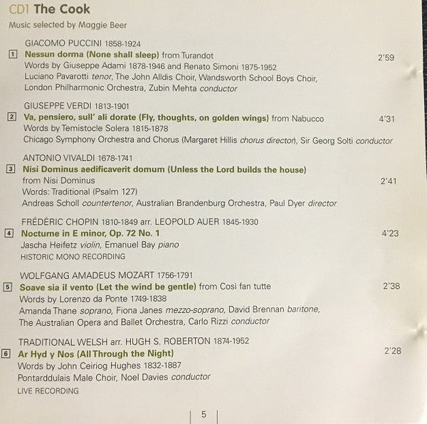 Various : The Cook And The Chef Our Favourite Music (2xCD, Album, Comp)