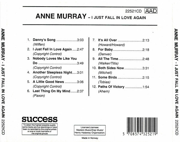 Anne Murray : I Just Fall In Love Again (CD, Comp)