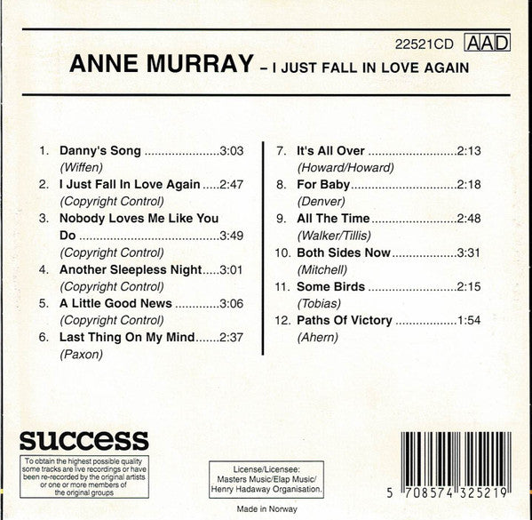 Anne Murray : I Just Fall In Love Again (CD, Comp)