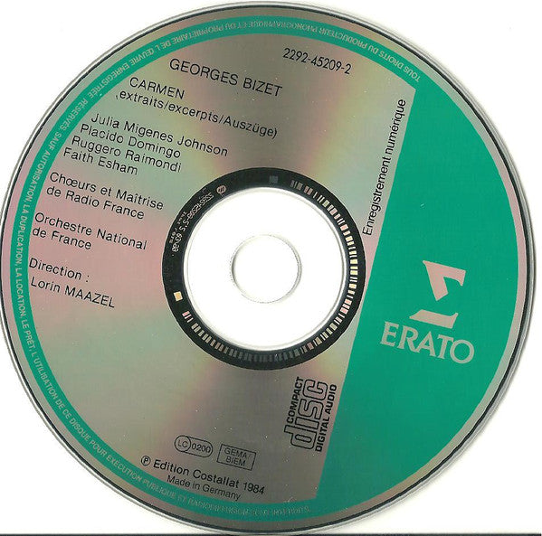 Julia Migenes Johnson / Placido Domingo / Ruggero Raimondi / Faith Esham – Orchestre National De France / Chœur De Radio France Et Maîtrise De Radio France / Lorin Maazel : Carmen • Extraits / Excerpts / Auszüge (CD, Album, RE)