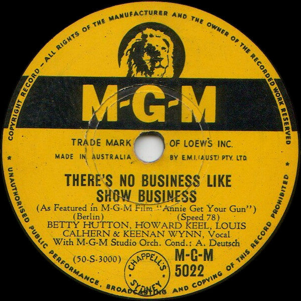 Betty Hutton & Howard Keel : Anything You Can Do / There's No Business Like Show Business (Shellac, 10")