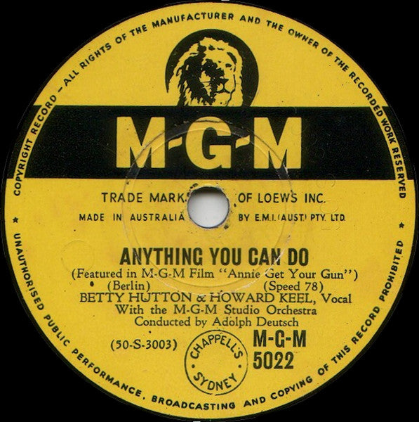 Betty Hutton & Howard Keel : Anything You Can Do / There's No Business Like Show Business (Shellac, 10")