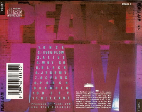 Pearl Jam : Ten (CD, Album, RE, RP, DAD)