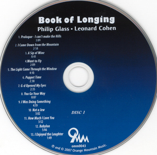 Philip Glass ▪ Leonard Cohen : Book Of Longing (2xCD, Album, Dig)