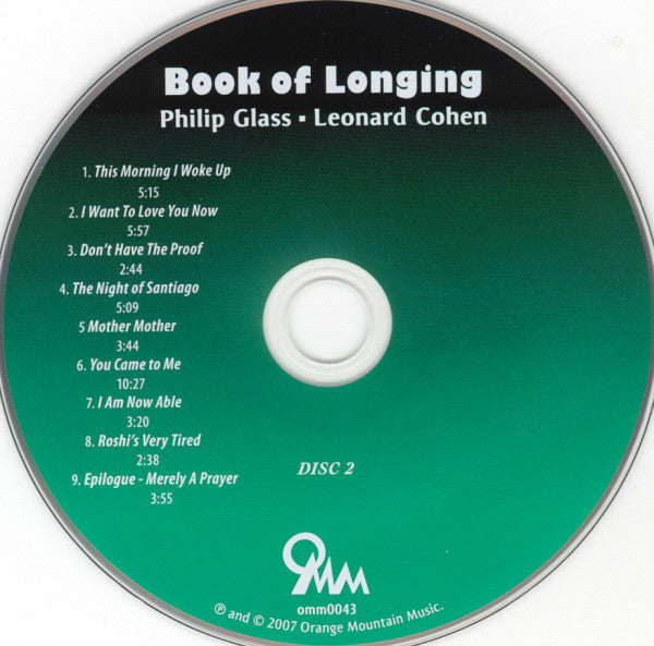 Philip Glass ▪ Leonard Cohen : Book Of Longing (2xCD, Album, Dig)