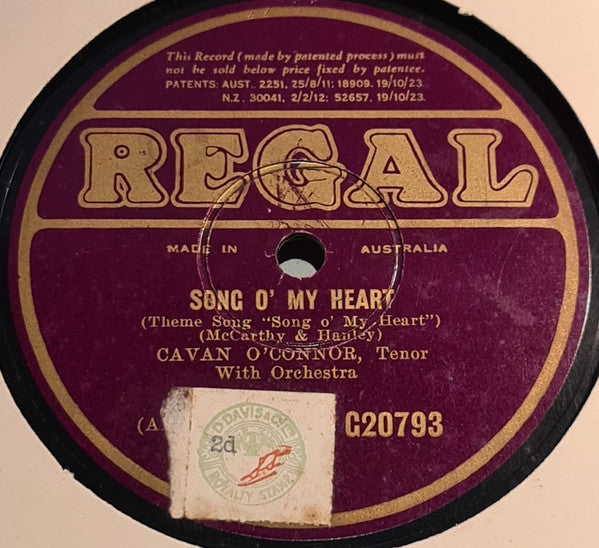 Cavan O'Connor : Song O' My Heart / The Rose Of Tralee (Shellac, 10")