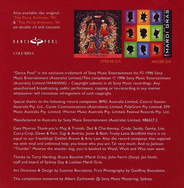 Various Track Selection By Kate Monroe : 1997 Sydney Gay & Lesbian Mardi Gras (Party Anthems Three) (CD, Comp, Mixed + CD, Comp)
