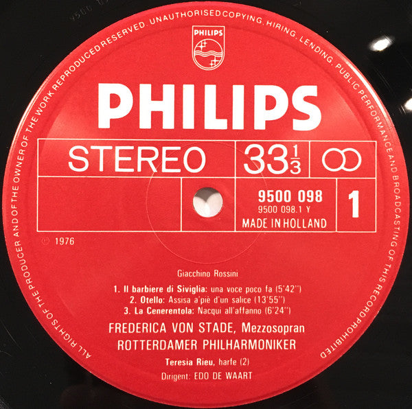 Mozart*, Rossini*, Frederica von Stade, Rotterdam Philharmonic Orchestra*, Edo De Waart : Sings Arien von Mozart U. Rossini (LP)