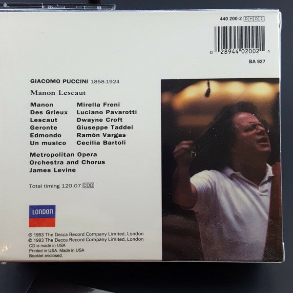 Puccini* / Freni* • Pavarotti* • Croft* • Taddei* • Vargas* • Bartoli* • Metropolitan Opera Orchestra* And Chorus* • James Levine (2) : Manon Lescaut (2xCD + Box, Album, Sli)