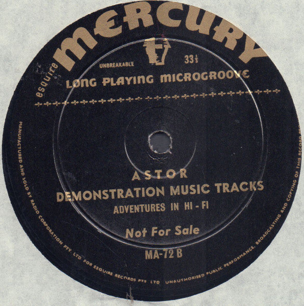 Various : Astor Concertmaster Demonstration Record (10", Promo)