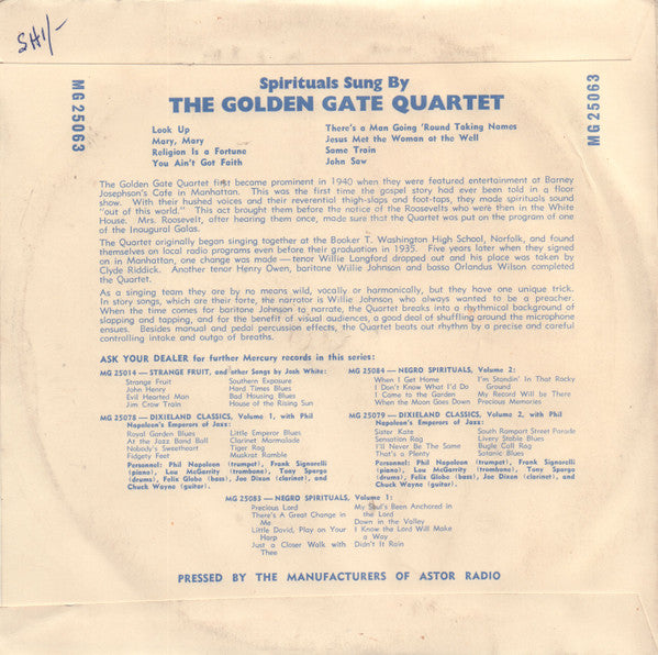 The Golden Gate Quartet : Look Up! (10", Album)