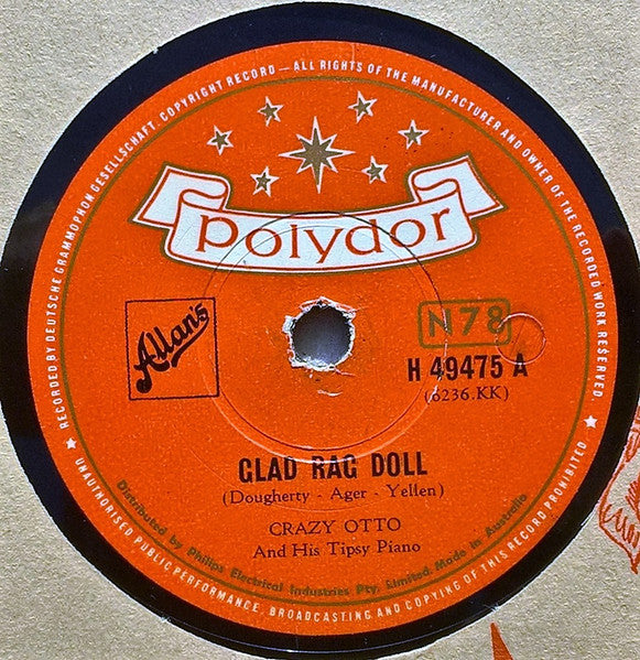 Crazy Otto And His Tipsy Piano* : Glad Rag Doll / Smiles (Shellac, 10")