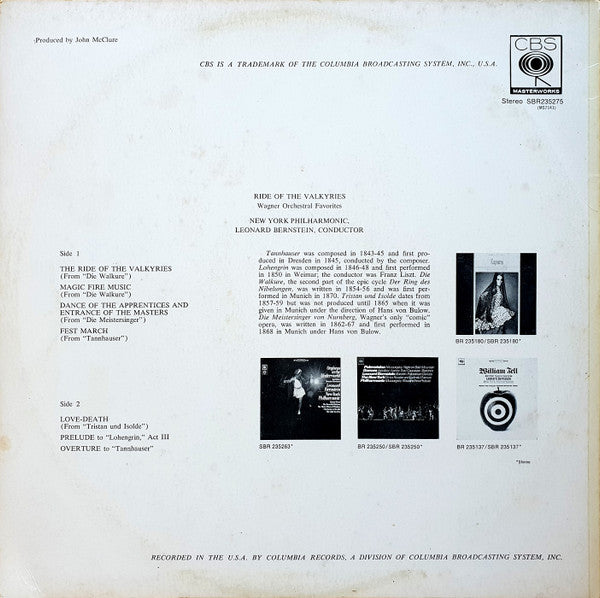 Wagner* - Leonard Bernstein / New York Philharmonic : Ride Of The Valkyries (Wagner Orchestral Favorites) (LP)