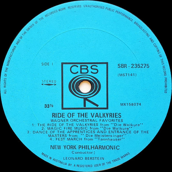 Wagner* - Leonard Bernstein / New York Philharmonic : Ride Of The Valkyries (Wagner Orchestral Favorites) (LP)