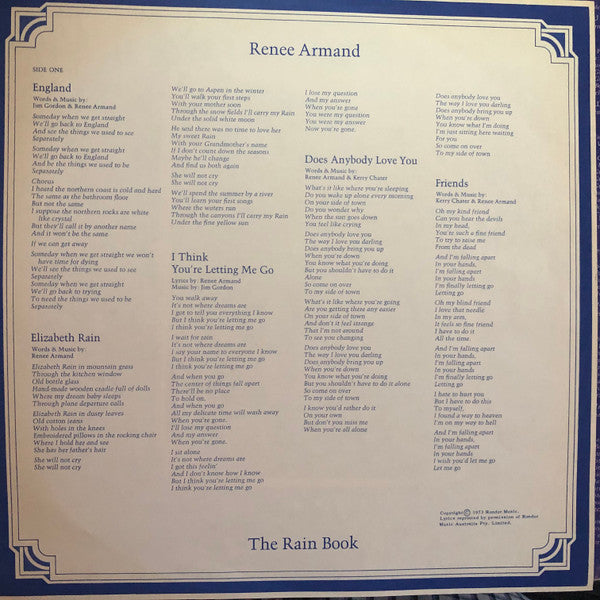 Renee Armand* : The Rain Book (LP, Album)