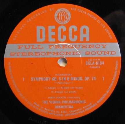 Pyotr Ilyich Tchaikovsky, Lorin Maazel : Wiener Philharmoniker : Symphony No.6 (LP)
