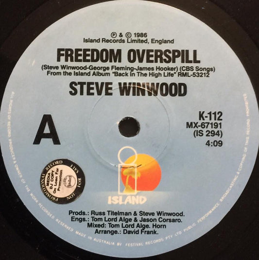 Steve Winwood : Freedom Overspill / Spanish Dancer (7", Single)