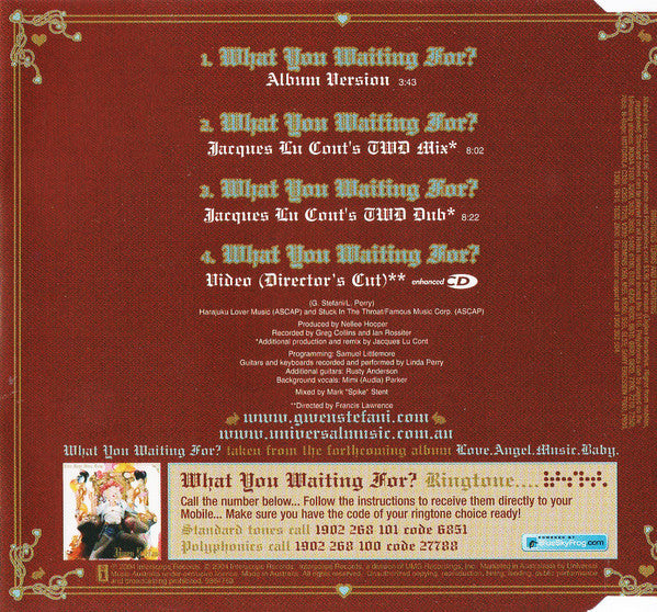 Gwen Stefani : What You Waiting For? (CD, Single, Enh, Son)