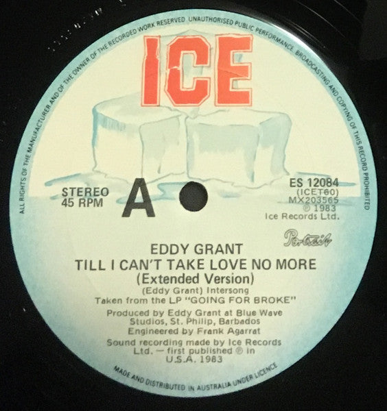 Eddy Grant : Till I Can't Take Love No More  (12", Single)