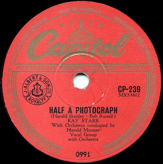 Kay Starr : Half A Photograph / So Tired (Shellac, 10")